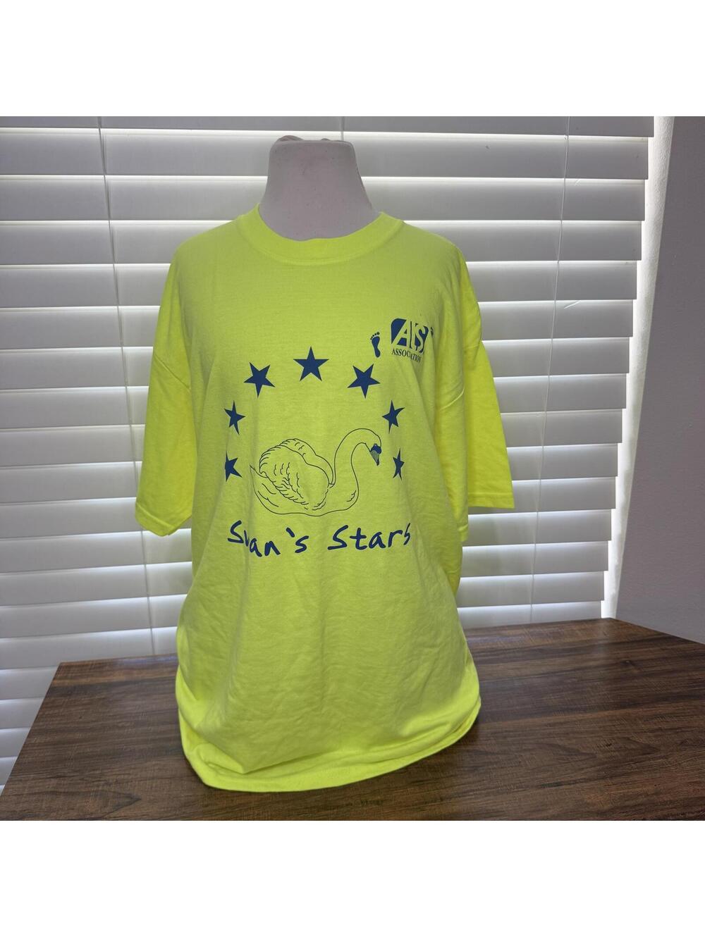 Neon Yellow Swan's Stars ALS Association T-Shirt Size Large